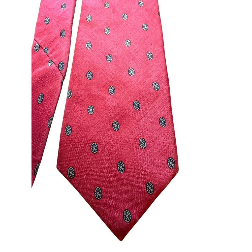 Tom James Mens Red Silk Medallion Print Necktie Formal Business Tie